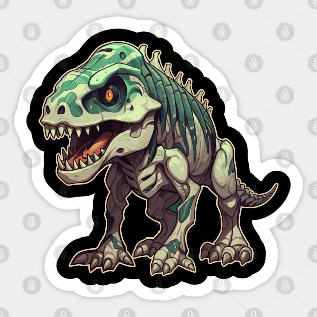 Spooky Scary Chibi T-Rex Isometric Dinosaur Sticker by DanielLiamGill